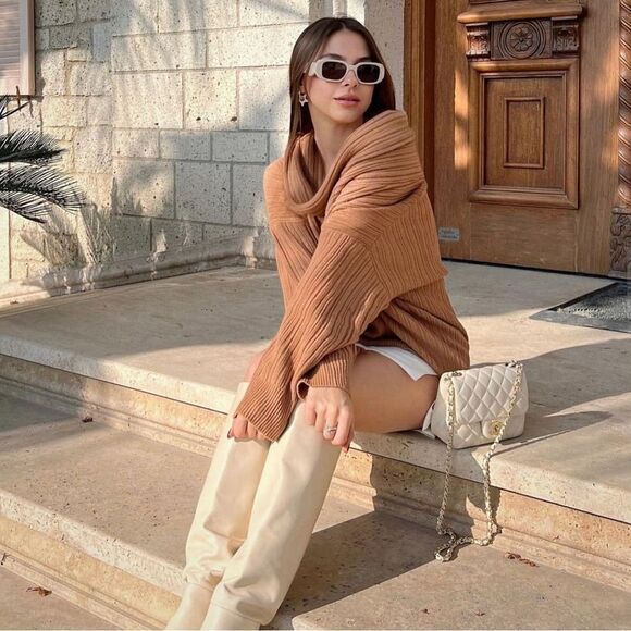 ZARA OVERSIZED COWL NECK KNIT SWEATER - Picture 6 of 11